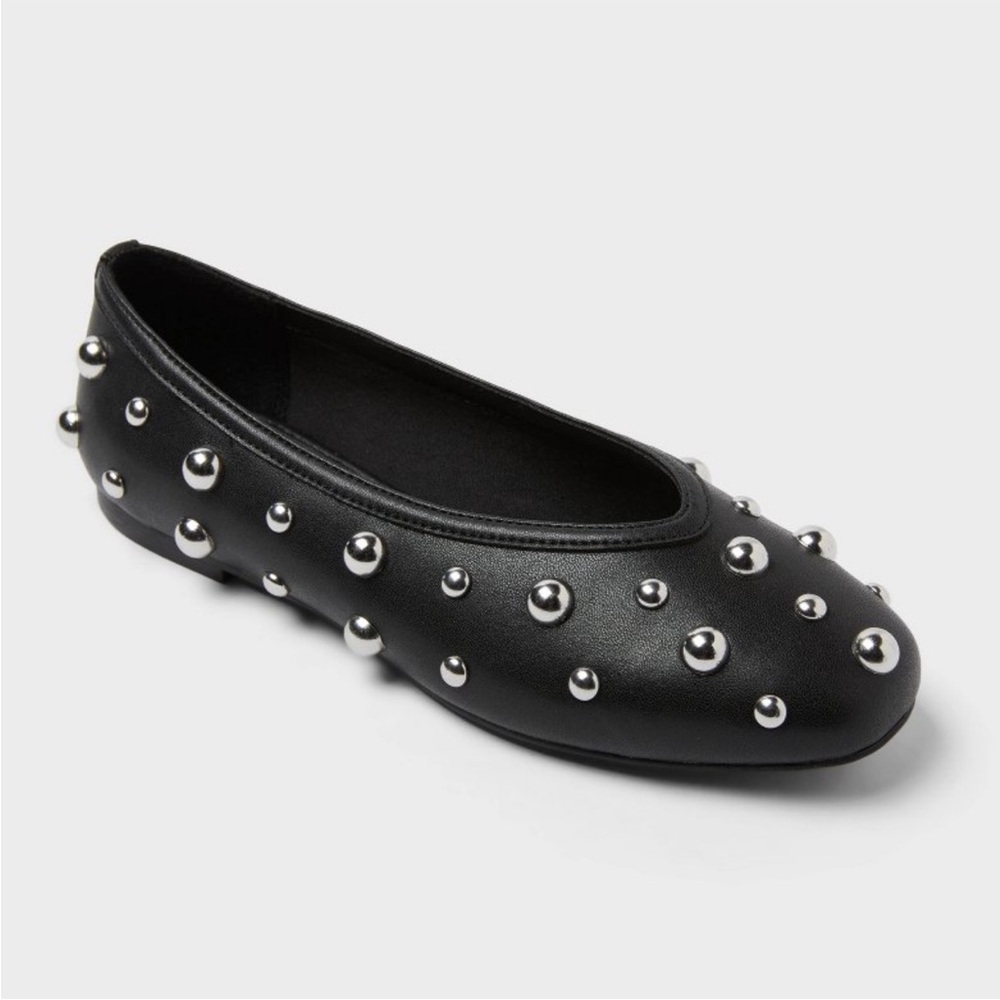 A New Day Size 10 Black Studded Flats - NWT